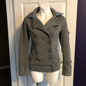 Papaya pea-coat style jacket w/ hood Sz S